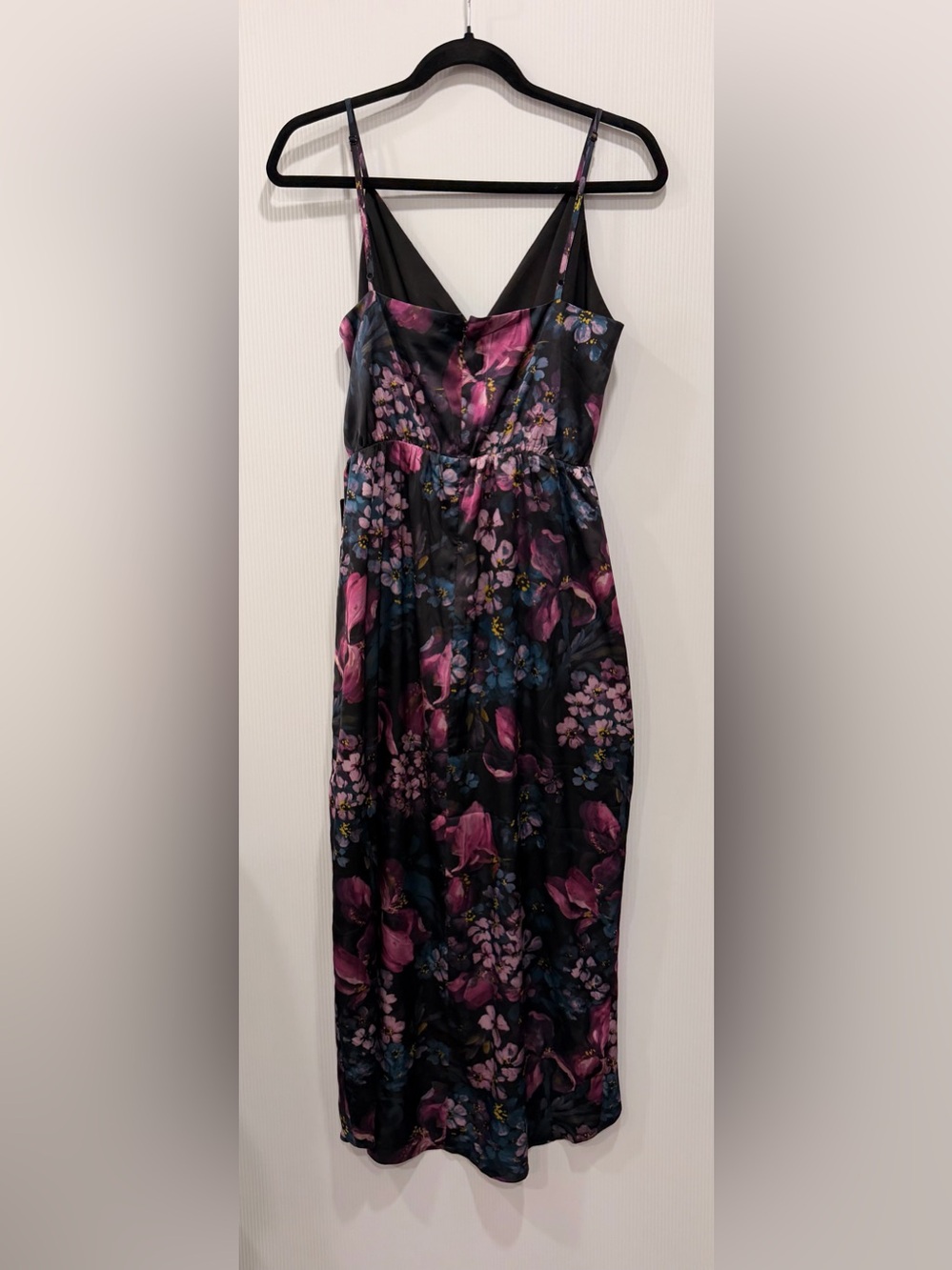 Express Black Dress with Pink & Blue Floral Print - Picture 3 of 4